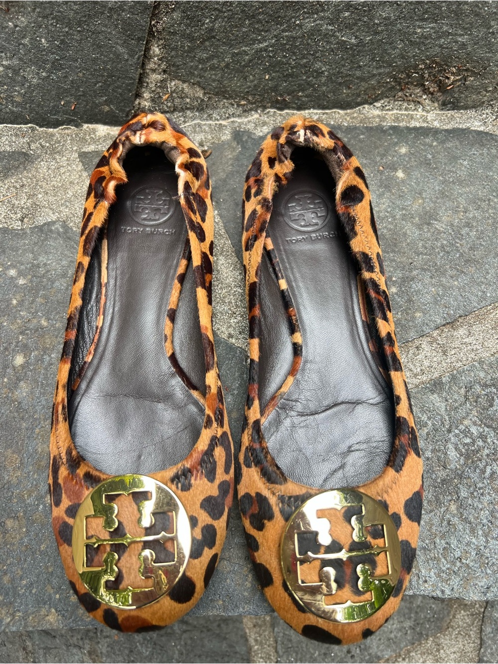 Tory Burch Calf Hair Reva Ballet Flats - Brown/Black